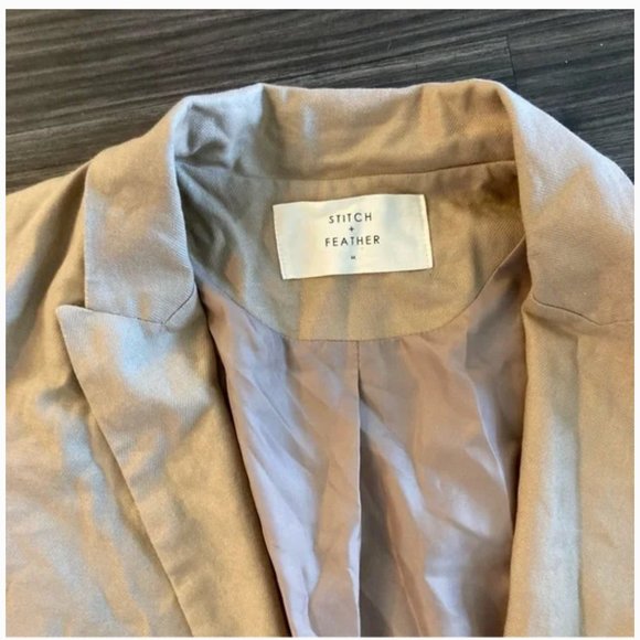 stitch and feather all edge linen blazer pecan NTW LARGE - Picture 6 of 6